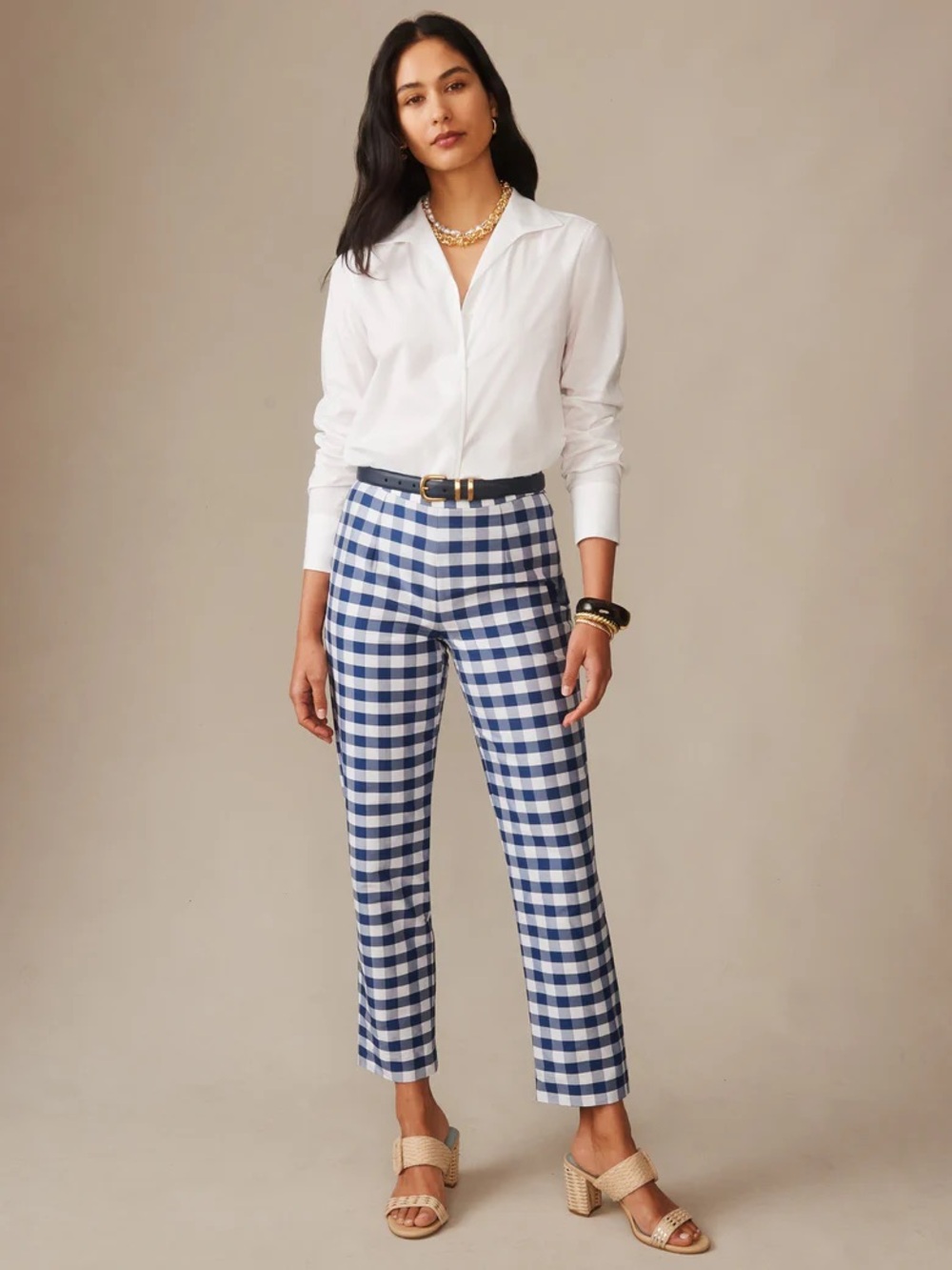 J. McLaughlin Millbrook Silk Blend Pants in Gingham
